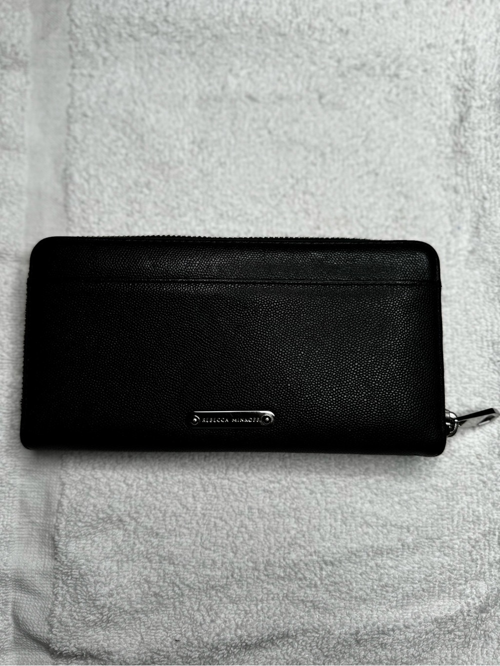 Rebecca Minkoff Black Pebbled Leather Zip Wallet